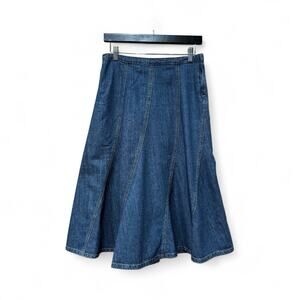 Gap Factory Women's Blue A-Line Denim Jean Skirt Size 2 Side Zip